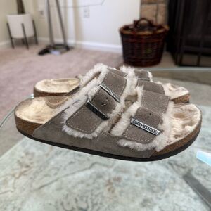 Birkenstock Women's Gray Shearling Sandals